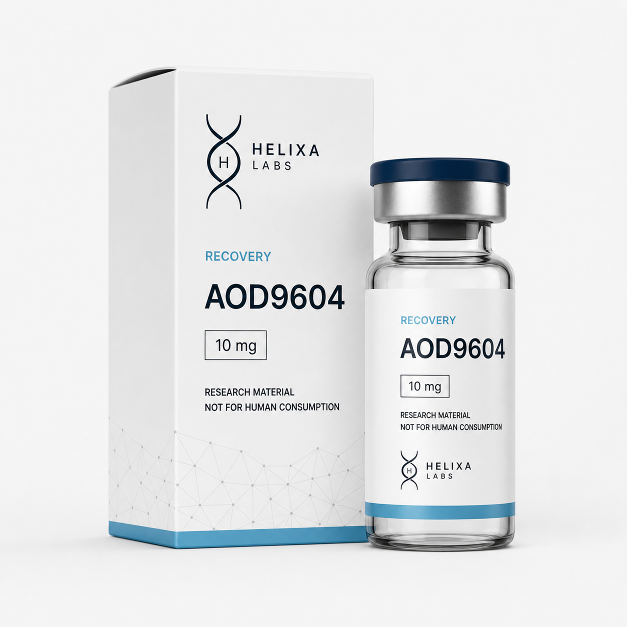 AOD9604 Helixa Labs carton and vial